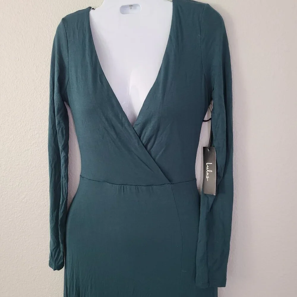 Lulus Maxi Dress Green Long Sleeve Women's Size Small NWT - Picture 4 of 13